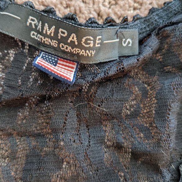 3/4 length Bell-Sleeve Rampage, Black Lace, Wrap Around Blouse - Picture 2 of 4